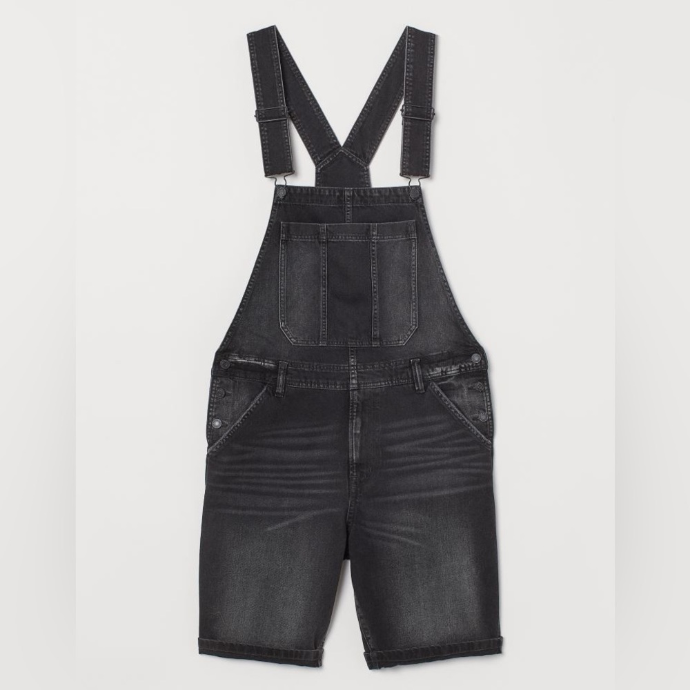 H&M &Denim Black Overalls Shorts (M)